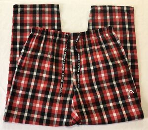 Head Lounge Pants Men M Red Plaid Flannel Sleepwear Pajamas Cotton Pockets Logo
